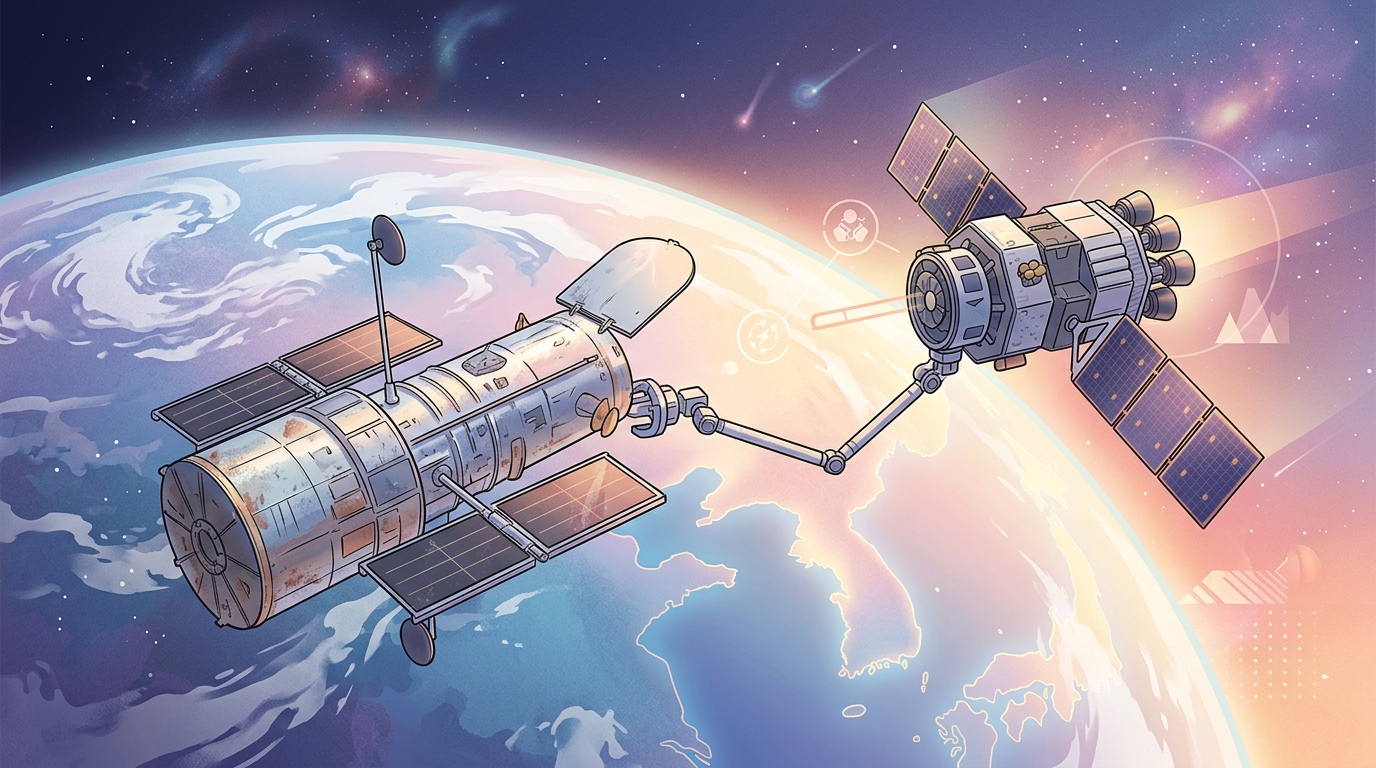 NASA Swift Boost 임무와 노후 우주망원경 궤도 구조를 상징하는 뉴스형 대표 이미지